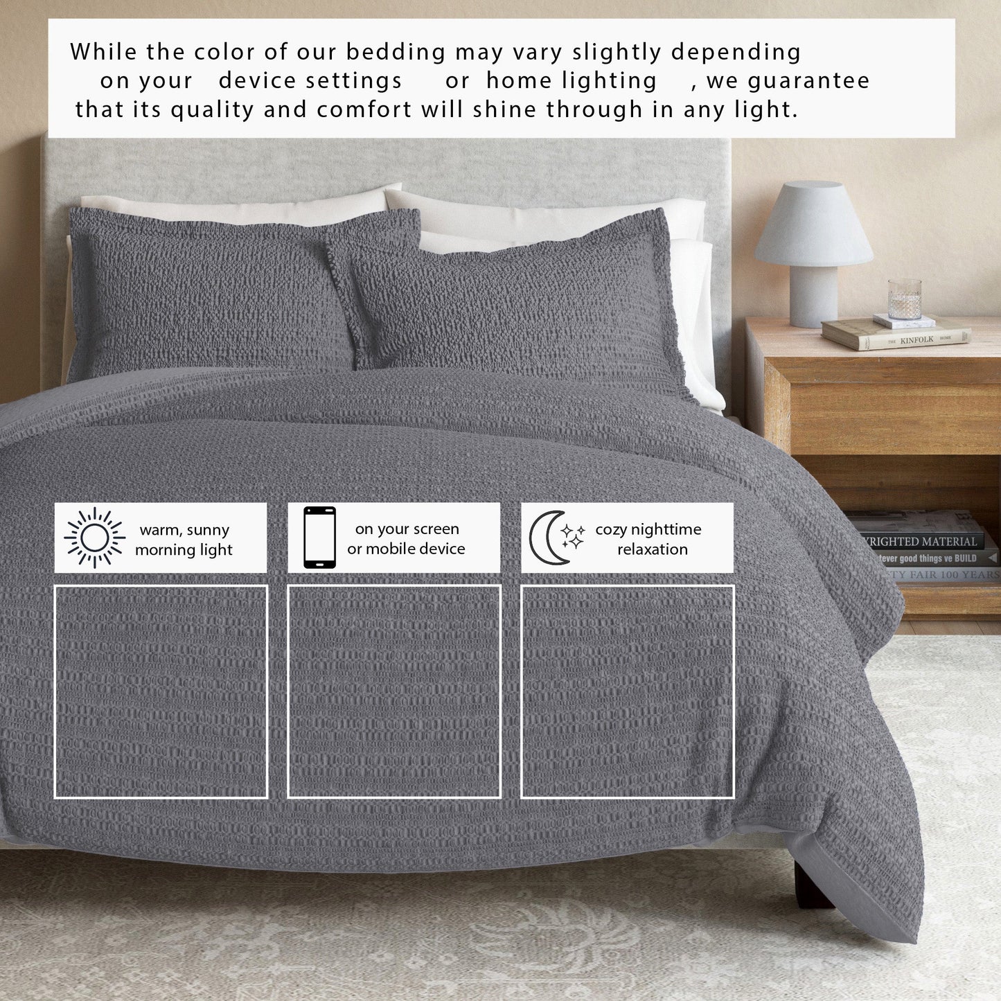Cotton Honeycomb Waffle Duvet Set