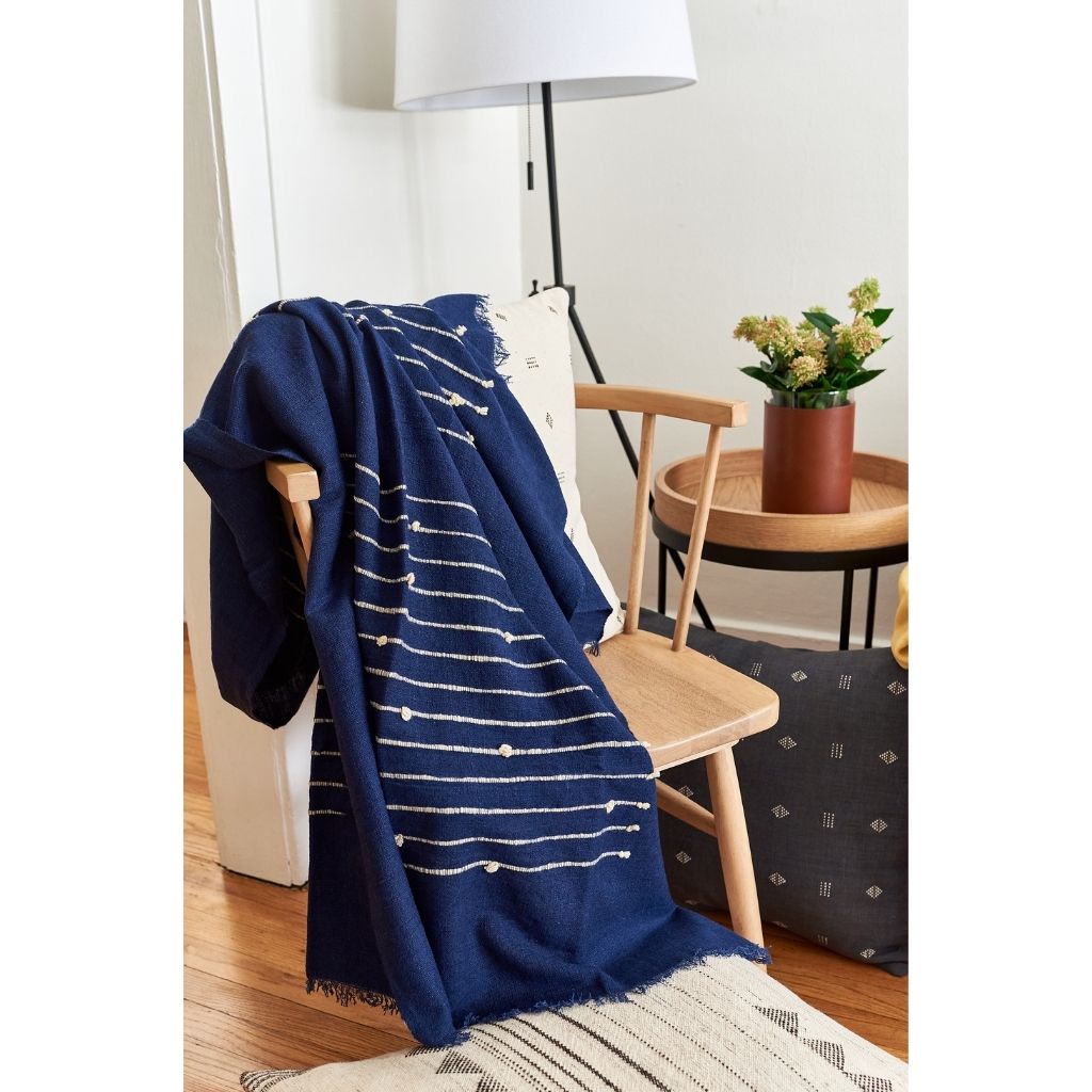 Hand Knotted Stripes Merino Throw