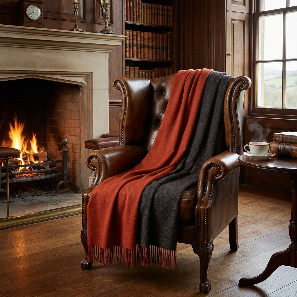 Highland Orange/Brown Wool Throw