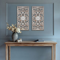 Lotus Carved Wall Panels, Set of 2
