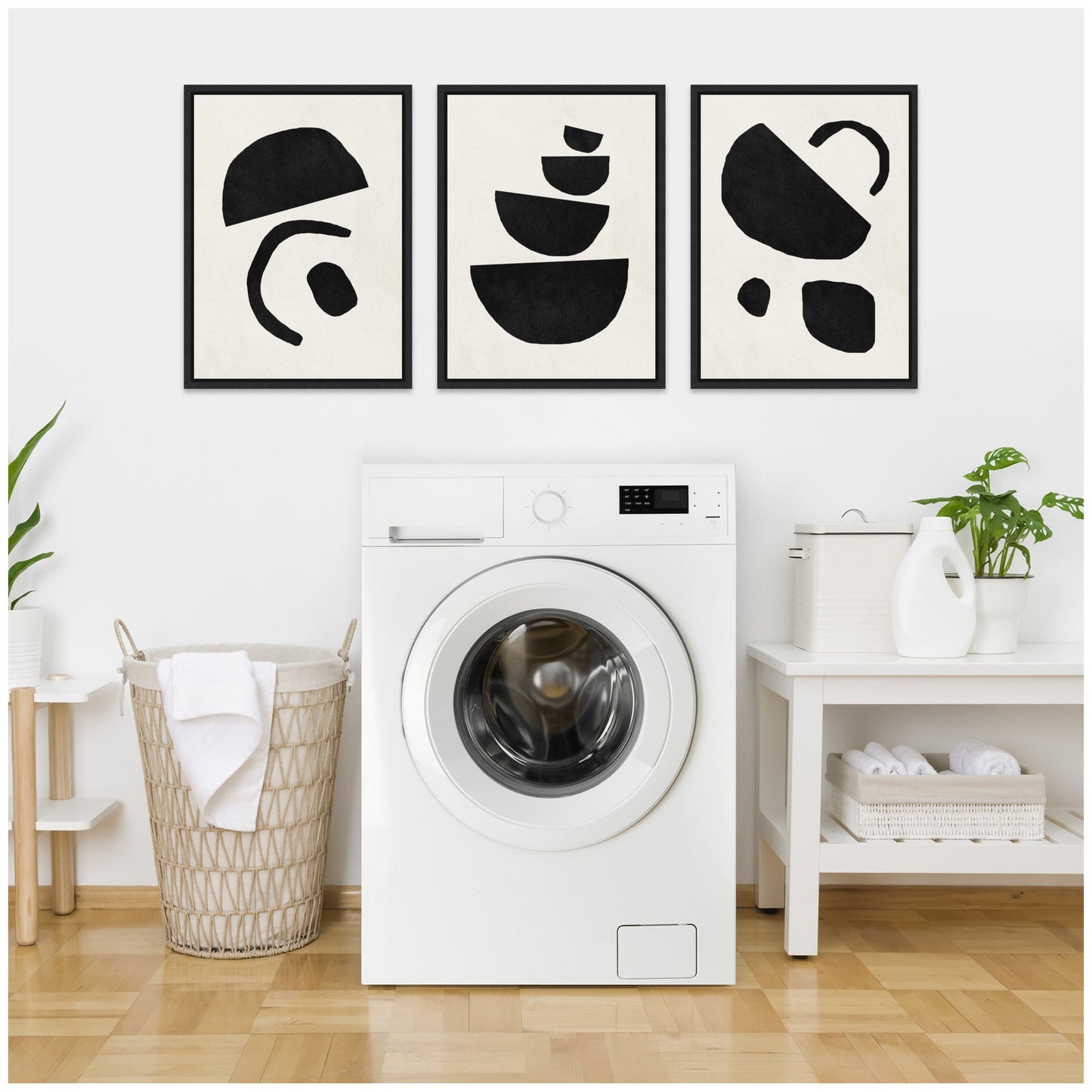 Black Geometric Abstracts - Framed Print Set