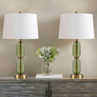 Faceted Green Glass Table Lamp