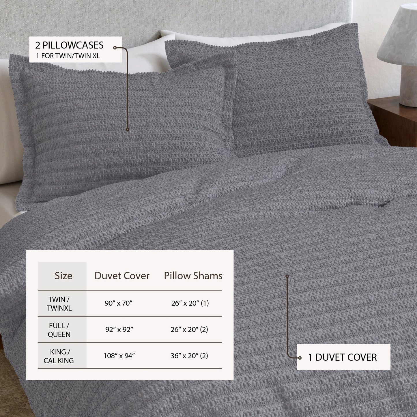 Cotton Honeycomb Waffle Duvet Set