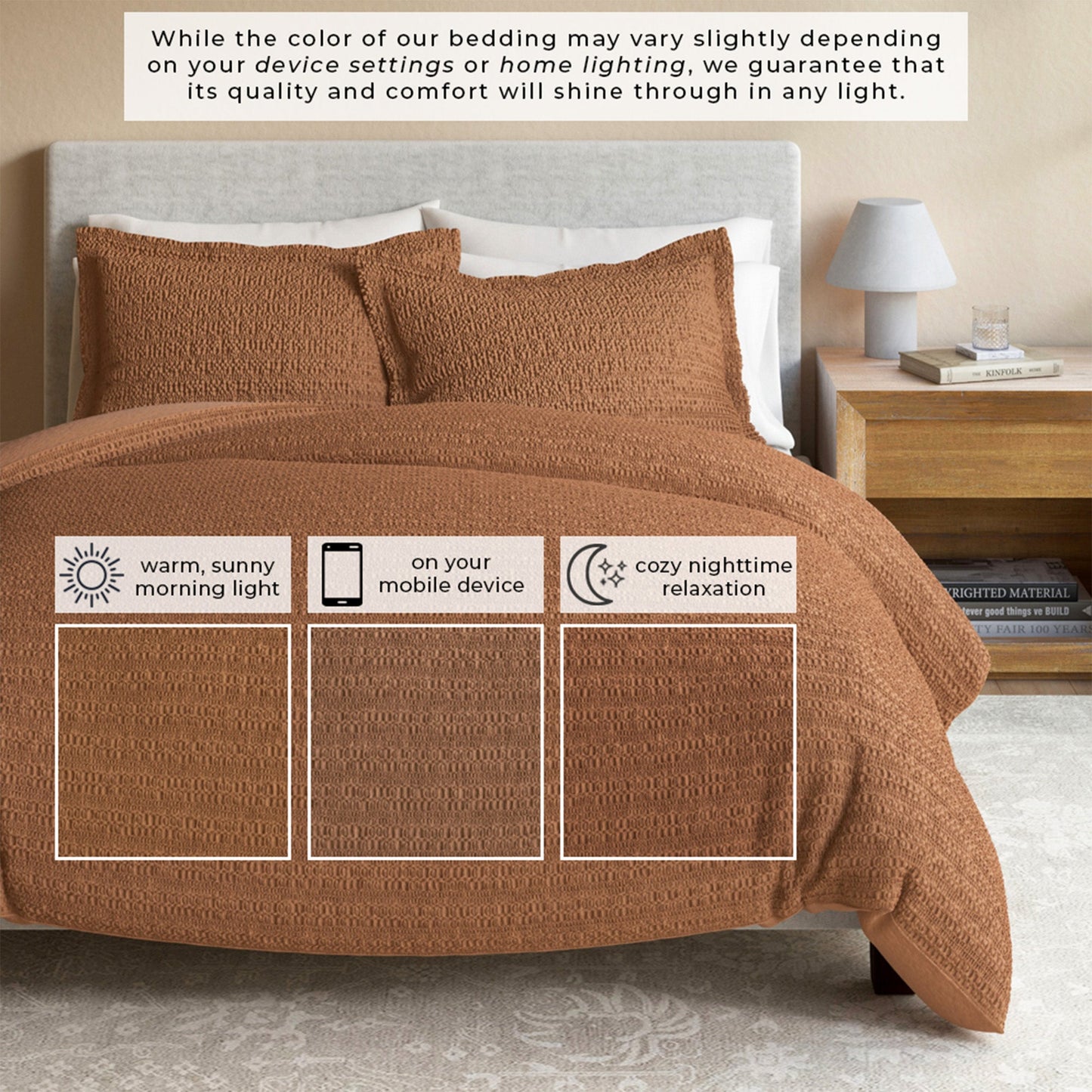 Cotton Honeycomb Waffle Duvet Set