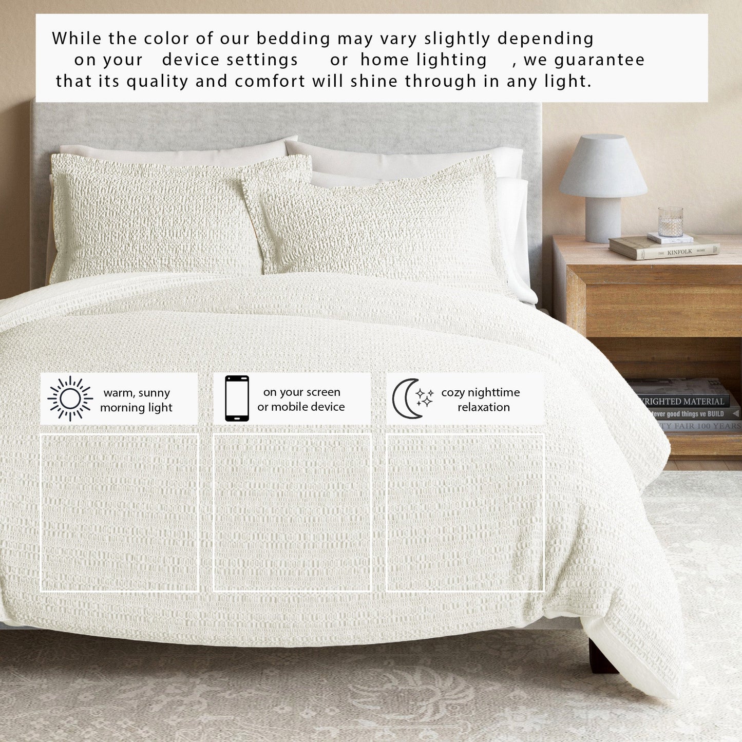 Cotton Honeycomb Waffle Duvet Set