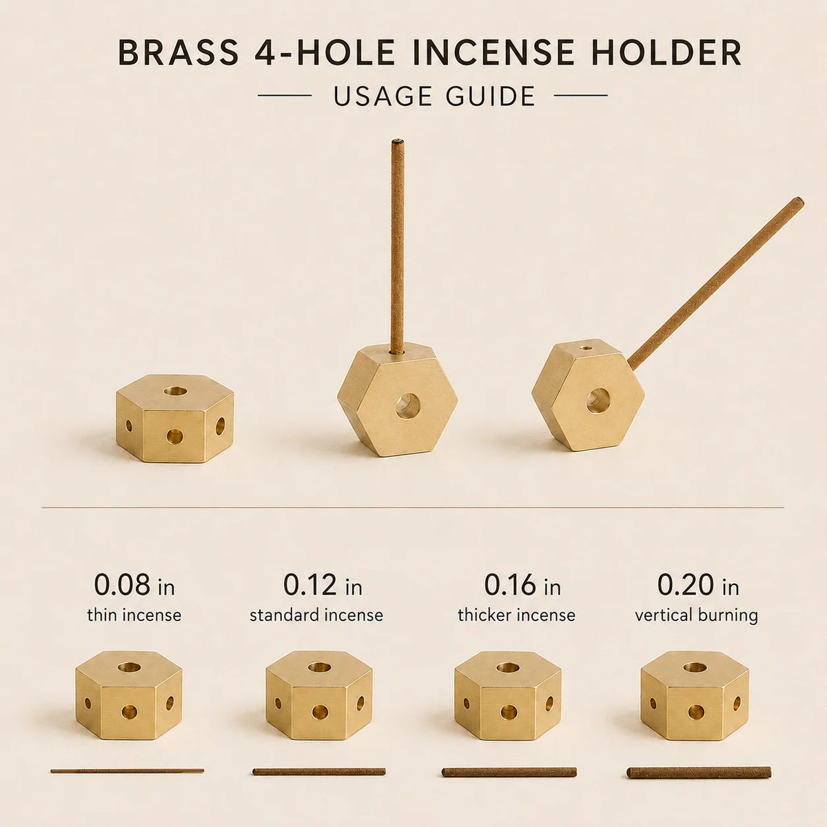 Tibetan Brass 4-Hole Incense Holder