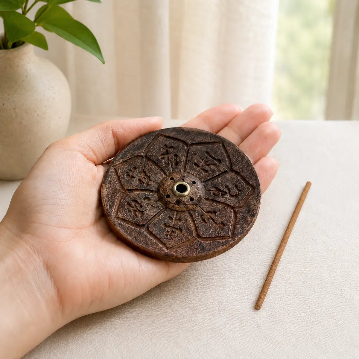 Lotus Wisdom Wooden Incense Holder