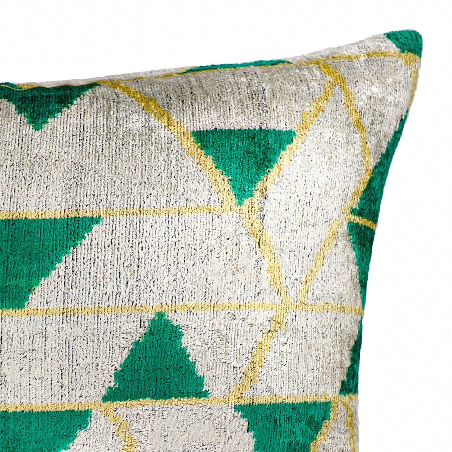 Mosaic Silk Velvet Ikat Throw Pillow Cover
