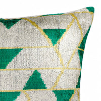 Mosaic Silk Velvet Ikat Throw Pillow Cover
