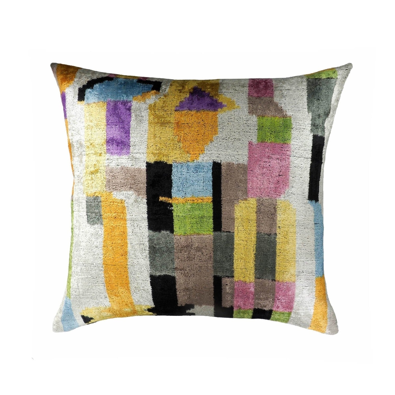 Mosaic Silk Velvet Ikat Cushion Cover