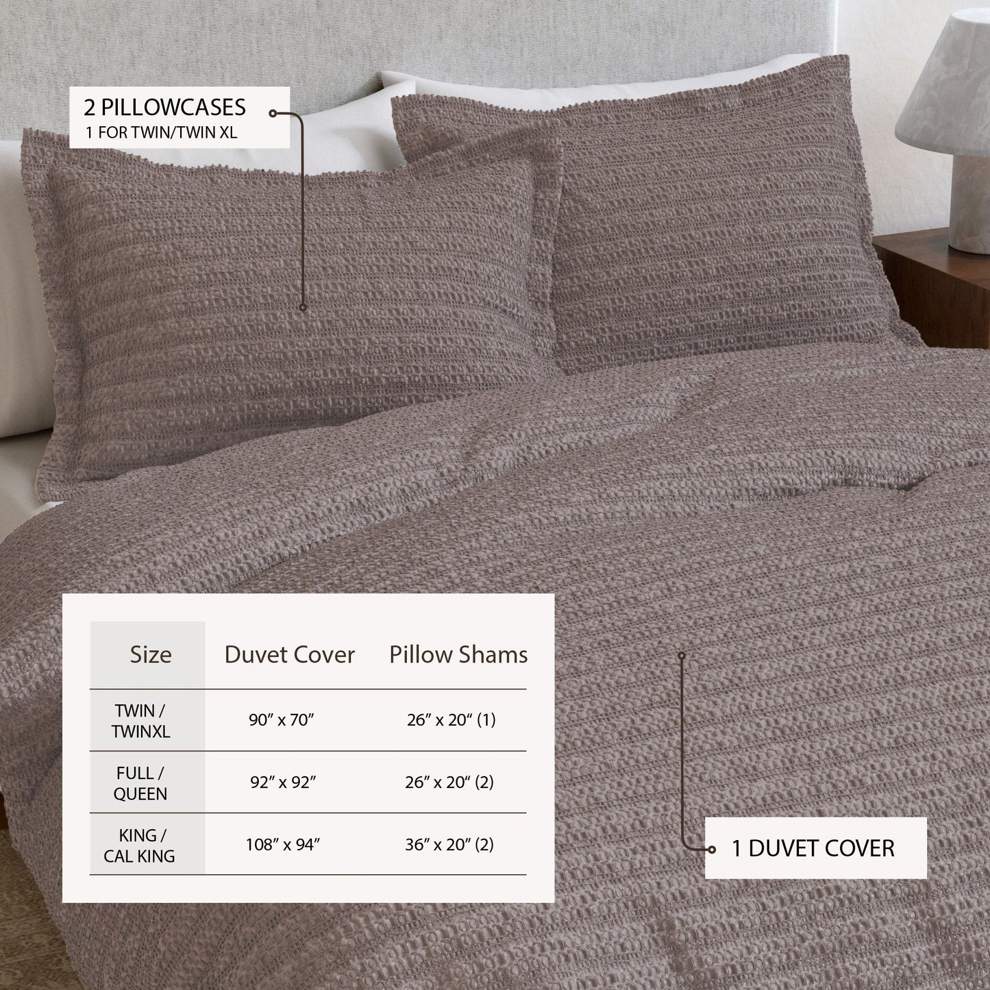 Cotton Honeycomb Waffle Duvet Set
