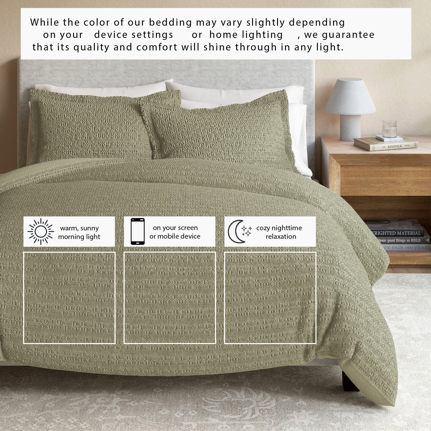 Cotton Honeycomb Waffle Duvet Set