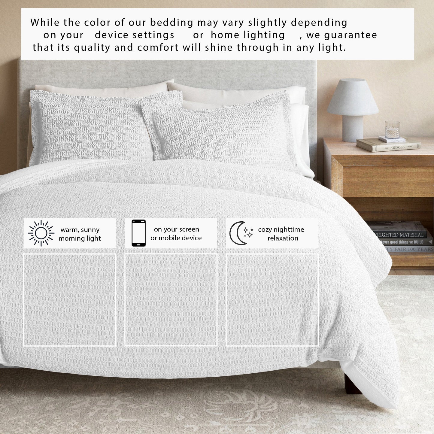 Cotton Honeycomb Waffle Duvet Set