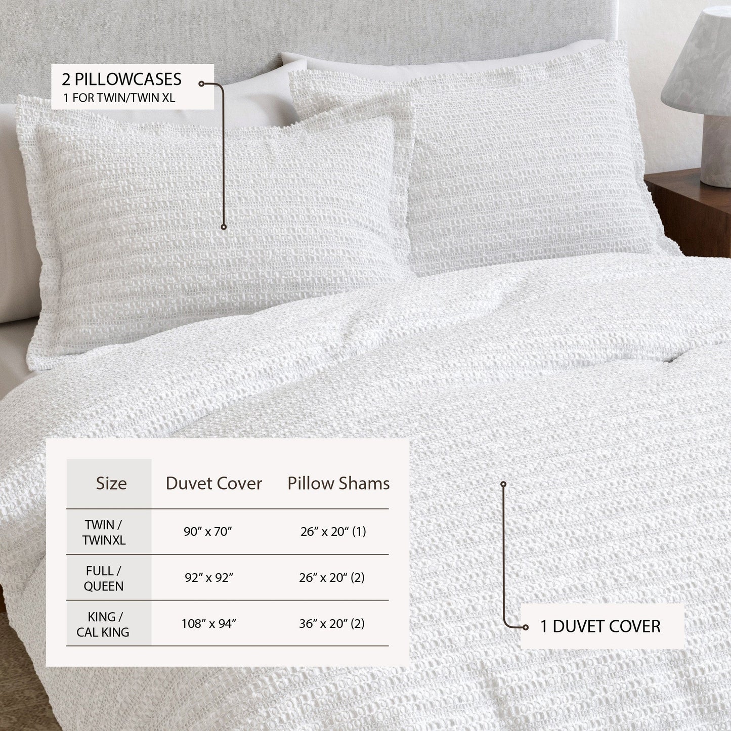 Cotton Honeycomb Waffle Duvet Set
