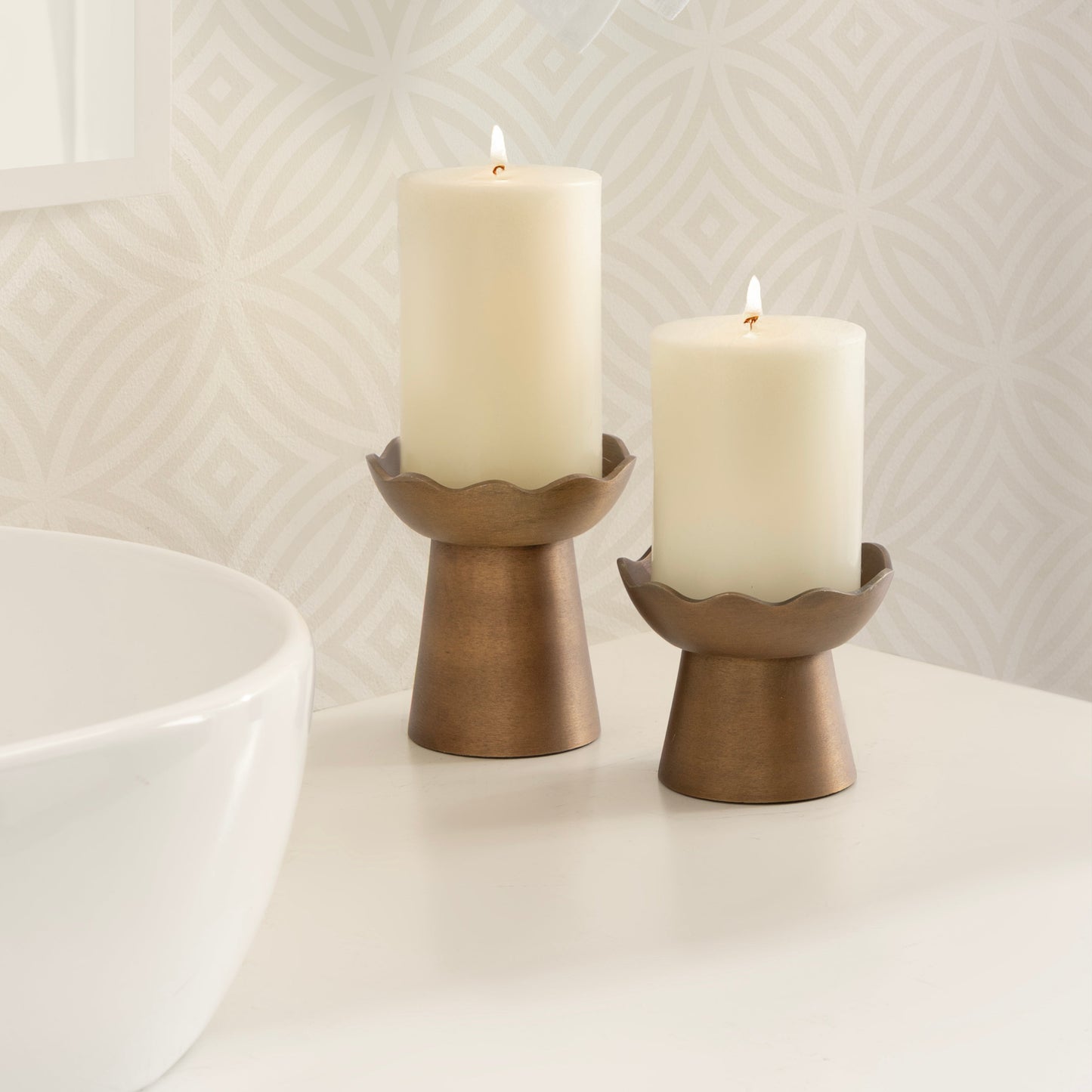 Metal Pillar Candle Holder Set