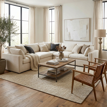 Cream Jute-Wool Blend Rug
