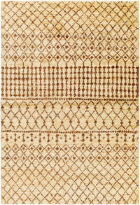 Hand-knotted jute rug in butter and brown tones