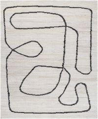 Cream and black hand-woven jute area rug