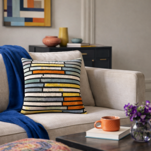 Linear Silk Velvet Cushion Cover
