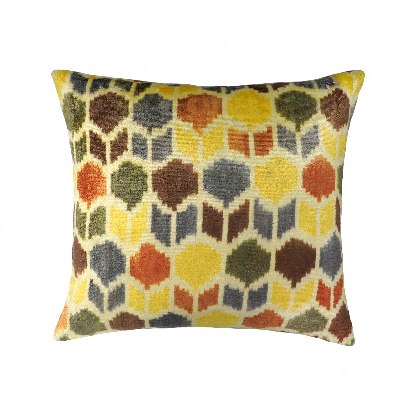 Tulips Silk Velvet Ikat Cushion Cover