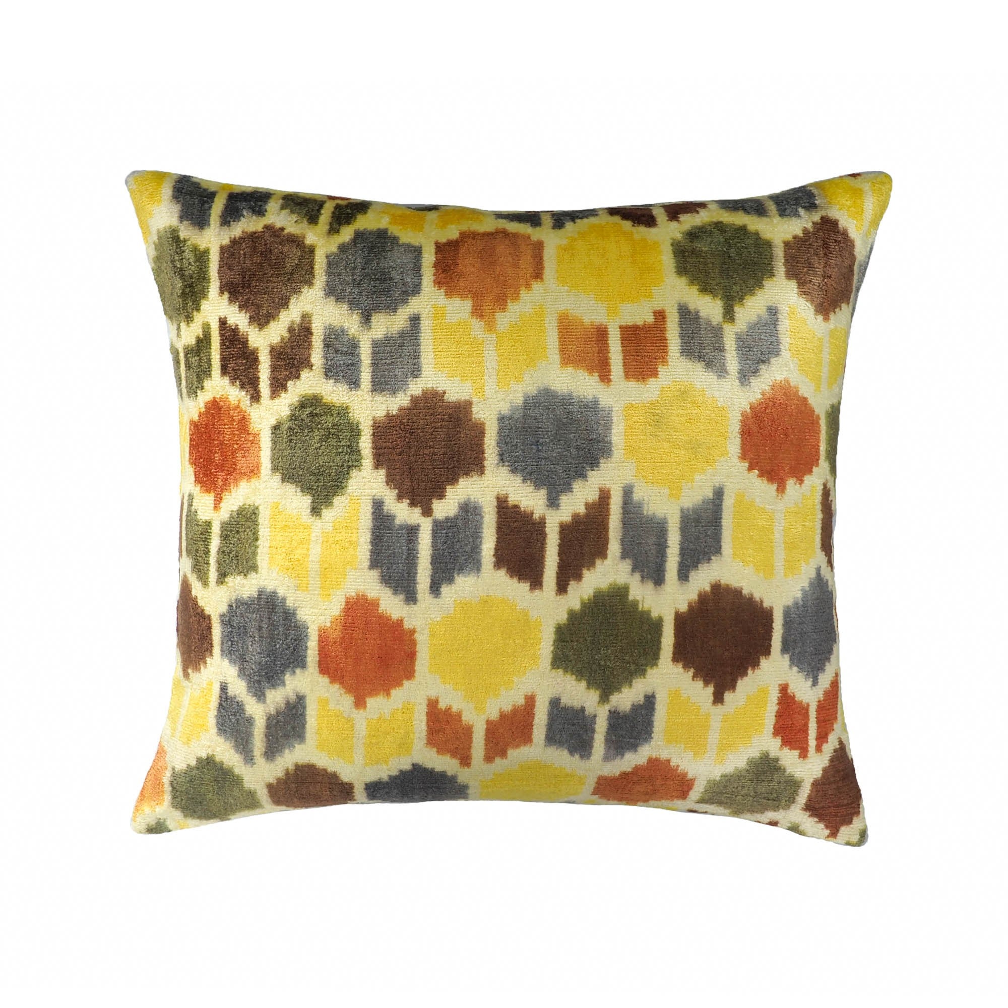 Tulips Silk Velvet Ikat Cushion Cover
