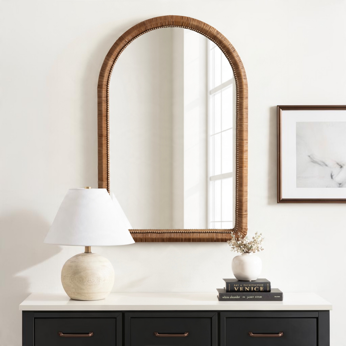 Rahfy Beaded Arch Framed Wall Mirror - 36x24"