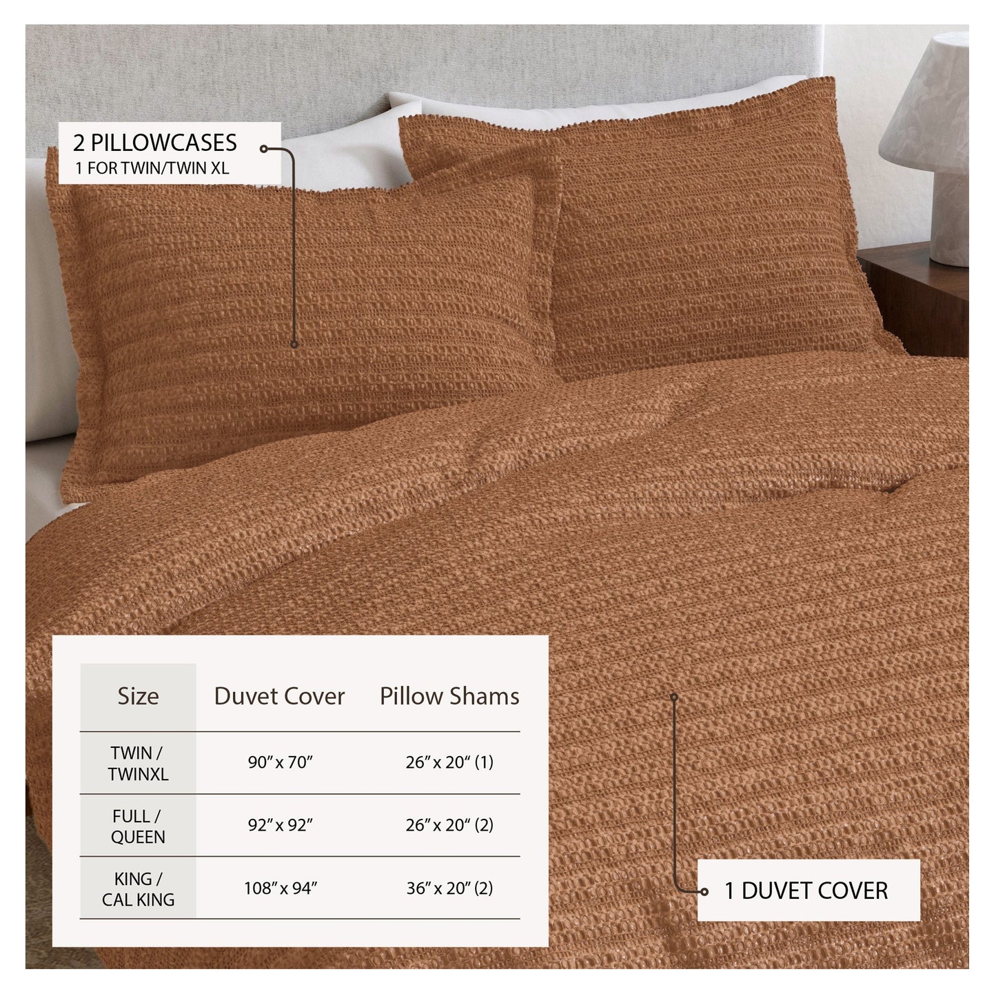 Cotton Honeycomb Waffle Duvet Set